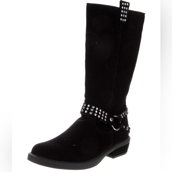 NIB Stuart Weitzman Black Suede Saloon Women's Boots - Size 5 - Picture 2 of 11